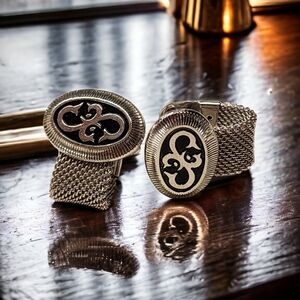 CufflinksVintage Anson cufflinks silver finish base metal, black enamel